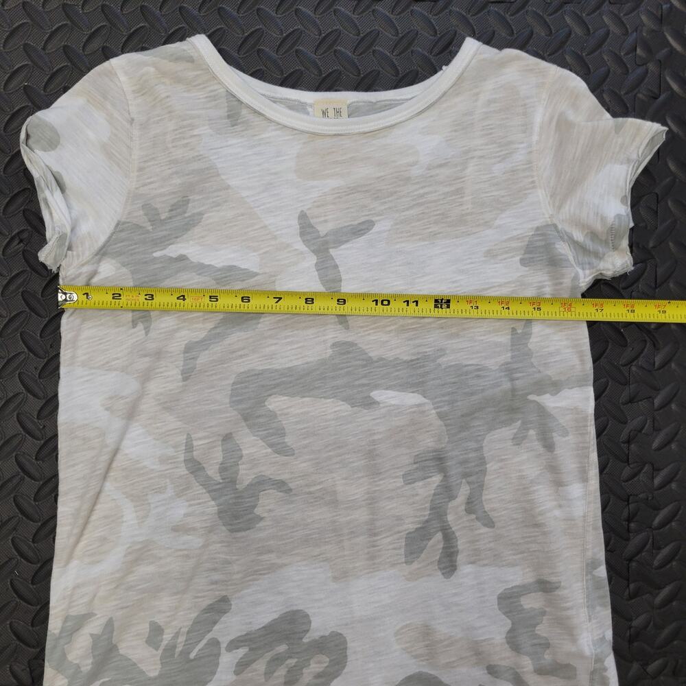 We The Free Free People White Camo Print Slub T Shirt Small Rolled Sleeve - Picture 4 of 5